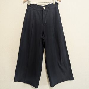 SHIRIN GUILD Black Wool Blend Wide Leg  Pants Trousers Size Large Art To Wear